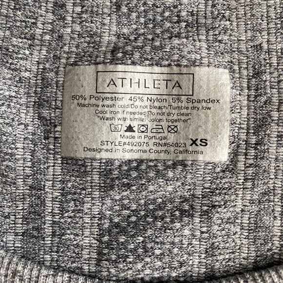 Athleta Heathered Gray Ruched Workout Tank with Ribbed Detail Sz XS Workout Yoga - Picture 4 of 8